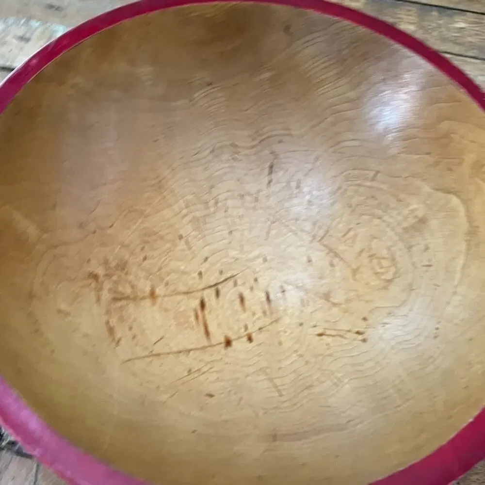 Vintage Primitive Handcrafted Wooden Bowl 11